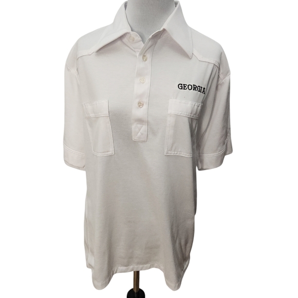 Vintage 1980s No Logo By Tonix White Short Sleeve Shirt Bulldog Sleeve   Medium - Picture 1 of 10